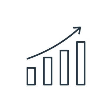 Finans kavramından grafik simgesi vektörü. Grafik düzenlenebilir vuruşun ince çizgisi. Web ve mobil uygulamalarda kullanmak için grafik doğrusal işareti, logo, yazdırma ortamı.