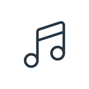 Web konseptinden müzik ikonu vektörü. Düzenlenebilir vuruşun ince çizgisi. Web ve mobil uygulamalarda kullanım için müzik doğrusal işareti, logo, yazdırma ortamı.