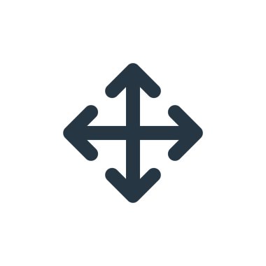 Ok kavramından dört ok ikonu vektörü. Düzenlenebilir dört okun ince çizgisi. Web ve mobil uygulamalarda kullanmak için dört ok doğrusal işareti, logo, yazdırma ortamı.