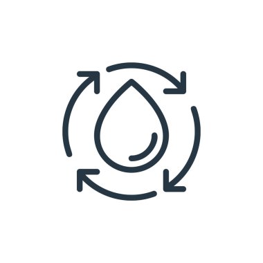 Ekoloji çizgisi kavramından su döngüsü ikonu vektörü. Su döngüsü düzenlenebilir felcin ince çizgisi. Web ve mobil uygulamalarda kullanmak için su döngüsü doğrusal işareti, logo, yazdırma ortamı.