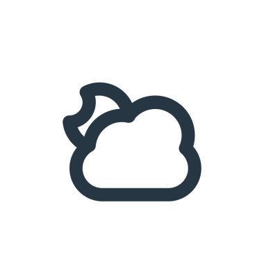 Hava konseptinden bulut ikonu vektörü. İnce çizgili bulut çizgisi çizimi. Web ve mobil uygulamalarda kullanmak için bulut doğrusal işareti, logo, yazdırma ortamı.