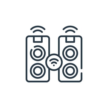 Akıllı metinden hoparlör ikonu vektörü. Düzenlenebilir inmenin ince çizgisi. Web ve mobil uygulamalarda kullanmak için hoparlör doğrusal işareti, logo, yazdırma ortamı.