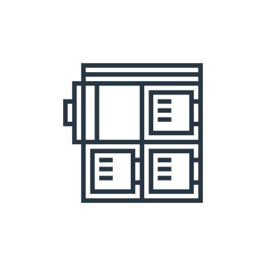 Havaalanı konseptindeki dolap ikonu vektörü. Dolap düzenlenebilir felcin ince bir çizgisi. Web ve mobil uygulamalarda kullanmak için dolap doğrusal işareti, logo, yazdırma ortamı.