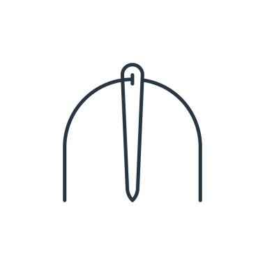 Dikiş konseptinden nakış ikonu vektörü. İnce çizgili düzenlenebilir iğne izi. Web ve mobil uygulamalar, logo ve yazdırma ortamlarında kullanmak için iğne işi doğrusal işareti.