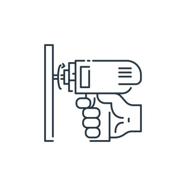 İşçi Bayramı konseptinden sondaj ikonu vektörü. İnce çizgili düzenlenebilir felç çizgisi. Web ve mobil uygulamalarda kullanmak için doğrusal sondaj işareti, logo, yazdırma ortamı.