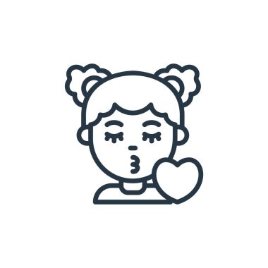 Çocuk avatarları konseptinden ikon kız vektörü. Düzenlenebilir kız felcinin ince bir çizgisi. Web ve mobil uygulamalarda kullanmak için kız doğrusal işareti, logo, yazdırma ortamı.