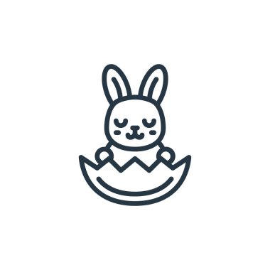 Paskalya Avatarları konseptinden tavşan ikonu vektörü. Düzenlenebilir tavşan vuruşunun ince bir çizgisi. Web ve mobil uygulamalarda kullanmak için tavşan doğrusal işareti, logo, yazdırma ortamı.