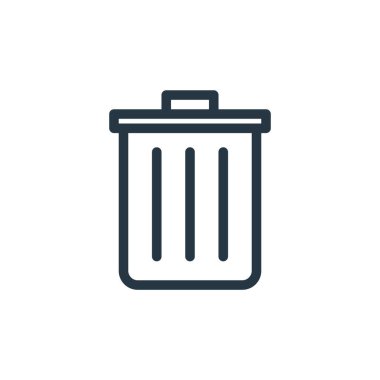 Okul konseptindeki çöp kutusu ikonu vektörü. Çöp kutusunun düzenlenebilir vuruşunun ince çizgisi. Web ve mobil uygulamalarda kullanmak için çöp kutusu doğrusal işareti, logo, yazdırma ortamı.