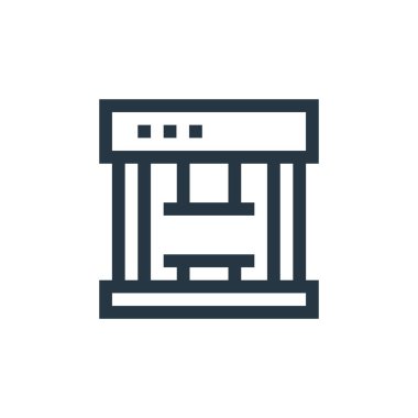 Makine konseptinden simge vektörüne bas. Düzenlenebilir baskının ince çizgisi. Web ve mobil uygulamalar, logo ve yazdırma ortamlarında kullanmak için doğrusal imzaya basın.