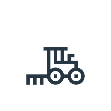 Makine konseptinden çekici ikon vektörü. İnce çizgili, düzenlenebilir traktör darbesi. Web ve mobil uygulamalarda kullanmak için traktör doğrusal işareti, logo, yazdırma ortamı.