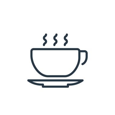 Mutfak konseptinden kahve fincanı ikonu vektörü. Düzenlenebilir kahve fincanı felcinin ince bir çizgisi. Web ve mobil uygulamalarda kullanmak için kahve fincanı doğrusal işareti, logo, yazdırma ortamı.