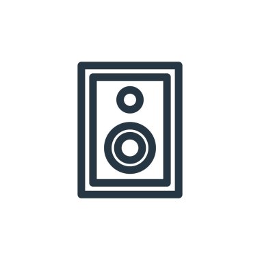 Çeşitli kavramlardan hoparlör ikonu vektörü. Düzenlenebilir inmenin ince çizgisi. Web ve mobil uygulamalarda kullanmak için hoparlör doğrusal işareti, logo, yazdırma ortamı.