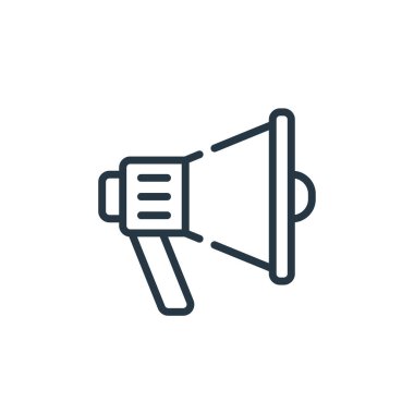 Pazartesi siber konseptinden megafon ikon vektörü. Düzenlenebilir megafon vuruşunun ince çizgisi. Web ve mobil uygulamalarda kullanmak için megafon doğrusal işareti, logo, yazdırma ortamı.