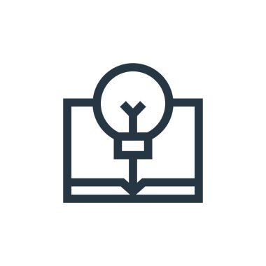 Eğitim konseptindeki ampul ikonu vektörü. Düzenlenebilir ampul vuruşunun ince çizgisi. Web ve mobil uygulamalar, logo ve yazdırma ortamlarında kullanmak için ampul doğrusal işareti.