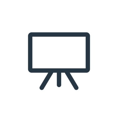 Okul konseptinden beyaz tahta ikon vektörü. İnce çizgili, düzenlenebilir felç çizgisi. Web ve mobil uygulamalar, logo ve yazdırma ortamlarında kullanmak için beyaz tahta doğrusal işareti.