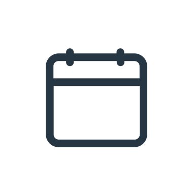 İş konseptindeki takvim ikonu vektörü. Takvim düzenlenebilir vuruşunun ince çizgisi. Web ve mobil uygulamalarda kullanmak için takvim doğrusal işareti, logo, yazdırma ortamı.