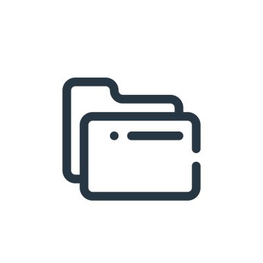 Kullanıcı arayüzü kavramından dizin simgesi vektörü. Düzenlenebilir klasör vuruşunun ince çizgisi. Web ve mobil uygulamalarda kullanmak için dizin doğrusal işareti, logo, yazdırma ortamı.