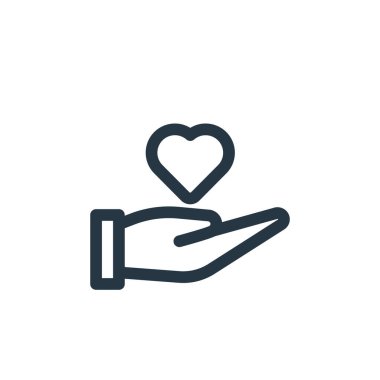 Sevgililer Günü konseptinden el ikonu vektörü. Elle düzenlenebilir felcin ince bir çizgisi. Web ve mobil uygulamalarda kullanmak için el doğrusal işareti, logo, yazdırma ortamı.