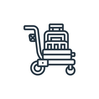 Havaalanı konseptinden bir ikon vektörü. Tramvay inmesinin ince bir çizgisi. Web ve mobil uygulamalarda kullanmak için tramvay doğrusal işareti, logo, yazdırma ortamı.