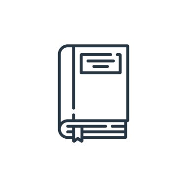 Eğitim konseptinden bir ikon vektörü. Düzenlenebilir kitap vuruşunun ince çizgisi. Web ve mobil uygulamalarda kullanmak için kitap doğrusal işareti, logo, yazdırma ortamı.