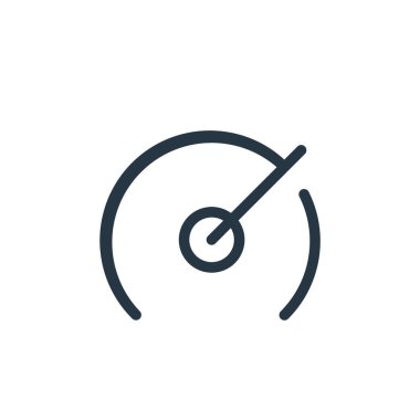 Web konseptinden hız göstergesi vektörü. Hız göstergesi düzenlenebilir felcin ince çizgisi. Web ve mobil uygulamalar, logo ve yazdırma ortamlarında kullanmak için hız ölçer doğrusal işareti.