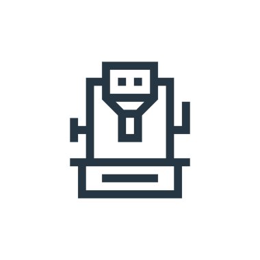 Makine konseptinden öğütücü ikon vektörü. İnce çizgili düzenlenebilir felç çizgisi. Web ve mobil uygulamalarda kullanmak için öğütücü doğrusal işareti, logo, yazdırma ortamı.