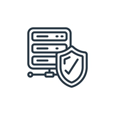 Bulut hesaplama kavramından veri koruma ikonu vektörü. Düzenlenebilir felcin ince çizgili illüstrasyonu. Web ve mobil uygulamalarda kullanmak için veri koruma doğrusal işareti, logo, yazdırma ortamı.