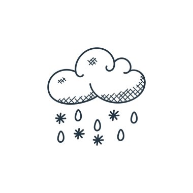 Hava konseptinden ikon vektörü yağmuru. Düzenlenebilir felcin ince bir çizgisi. Web ve mobil uygulamalarda kullanmak için doğrusal işaret, logo, yazdırma ortamı.