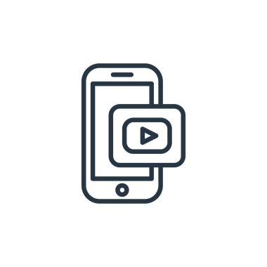 Sosyal medya konseptinden youtube simgesi vektörü. Youtube 'un düzeltilebilir felcinin ince bir çizgisi. İnternet ve mobil uygulamalarda kullanmak için youtube doğrusal işareti, logo, yazdırma ortamı.