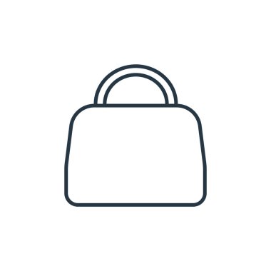 Moda konseptindeki el çantası ikonu vektörü. İnce çizgili düzenlenebilir el çantası çizimi. Web ve mobil uygulamalarda kullanmak için el çantası doğrusal işareti, logo, yazdırma ortamı.