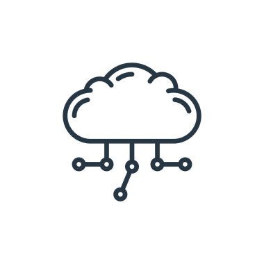 Nesnelerin internet konseptinden bulut hesaplama simgesi vektörü. Düzenlenebilir bulut vuruşunun ince çizgisi. Web ve mobil uygulamalar, logo ve yazdırma ortamlarında kullanım için bulut hesaplama doğrusal işareti.