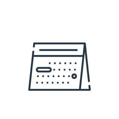 Parti ve kutlama konseptinden ikon vektörü. Takvim düzenlenebilir vuruşunun ince çizgisi. Web ve mobil uygulamalarda kullanmak için takvim doğrusal işareti, logo, yazdırma ortamı.