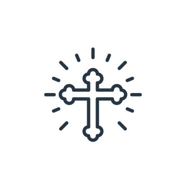 Paskalya konseptinden çapraz ikon vektörü. Düzenlenebilir vuruşun ince çizgisi. Web ve mobil uygulamalarda kullanmak için çapraz doğrusal işaret, logo, yazdırma ortamı.