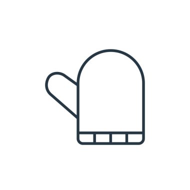 Mutfak konseptinden eldiven ikonu vektörü. İnce çizgili düzeltme eldiveni darbesi. Web ve mobil uygulamalarda kullanım için eldiven doğrusal işareti, logo, yazdırma ortamı.