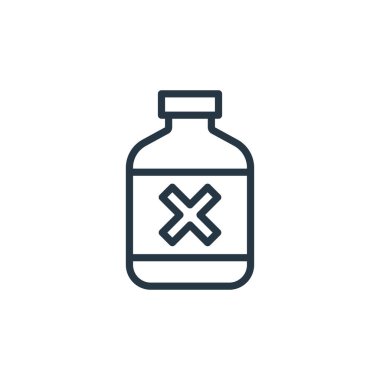 Suç konseptinden zehirli ikon vektörü. Zehirlenebilir felcin ince çizgisi. Web ve mobil uygulamalarda kullanmak için zehirli doğrusal işaret, logo, yazdırma ortamı.