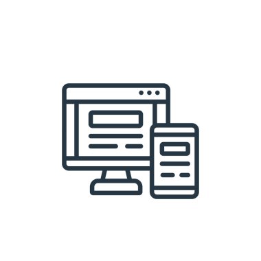 Seo ve web sitesi konseptinden karşıt tasarım ikonu vektörü. İnce çizgili, düzenlenebilir tasarım vuruşu. Web ve mobil uygulamalarda, logoda, yazıcıda kullanım için ilgili tasarım doğrusal işareti 