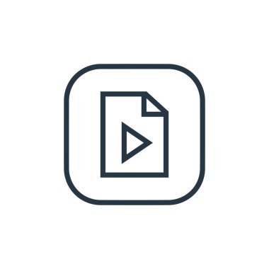 Dosya ve dizin konseptinden video dosya simgesi vektörü. Düzenlenebilir video dosyasının ince çizgisi. Web ve mobil uygulamalarda kullanmak için video dosya doğrusal imzası, logo, yazdırma ortamı.