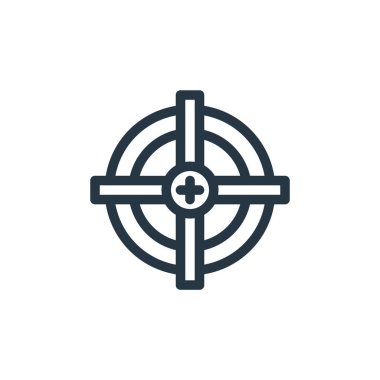 Pazarlama ve eğlence konseptinden hedef ikon vektörü. Düzenlenebilir vuruşun ince çizgisi. Web ve mobil uygulamalarda kullanmak için hedef doğrusal işareti, logo, yazdırma ortamı.