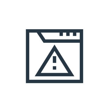 Web bakım konseptinden uyarı simgesi vektörü. Uyarılabilir inmenin ince bir çizgisi. Web ve mobil uygulamalarda kullanım için doğrusal uyarı işareti, logo, yazdırma ortamı.