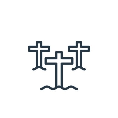 Paskalya konseptinden çapraz ikon vektörü. Düzenlenebilir vuruşun ince çizgisi. Web ve mobil uygulamalarda kullanmak için çapraz doğrusal işaret, logo, yazdırma ortamı.