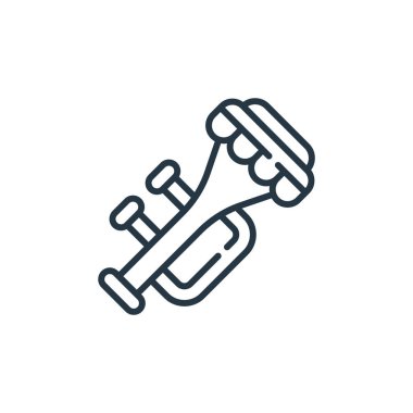 Karnaval konseptinden trompet ikonu vektörü. Trompet düzenlenebilir vuruşun ince çizgisi. Web ve mobil uygulamalarda kullanmak için trompet doğrusal işareti, logo, yazdırma ortamı.