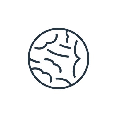 Uzay konseptinden Neptün ikon vektörü. Neptün 'ün düzenlenebilir vuruşunun ince çizgisi. Web ve mobil uygulamalarda kullanmak için neptün doğrusal işareti, logo, yazdırma ortamı.