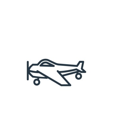 Araç konseptinden uçak ikonu vektörü. Düzenlenebilir uçak vuruşunun ince bir çizgisi. Web ve mobil uygulamalarda kullanmak için düzlem doğrusal işareti, logo, yazdırma ortamı.