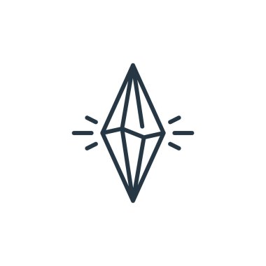 Peri masalı konseptinden kristal ikon vektörü. Kristal düzenlenebilir felcin ince bir çizgisi. Web ve mobil uygulamalarda kullanmak için kristal doğrusal işaret, logo, yazdırma ortamı.
