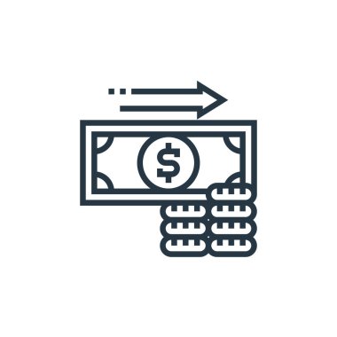 Endüstriyel süreç kavramından bütçe ikonu vektörü. Düzenlenebilir bütçe vuruşunun ince çizgisi. Web ve mobil uygulamalarda kullanmak için bütçe doğrusal imzası, logo, yazdırma ortamı.