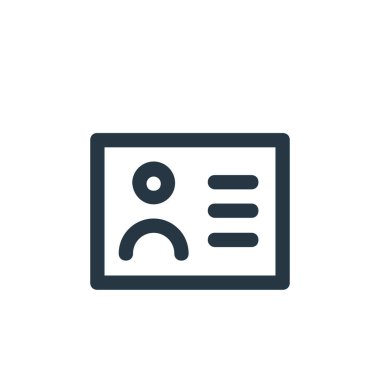 İş ve yönetim konseptinden bir simge vektörü. Kartvizitin düzenlenebilir vuruşunun ince çizgisi. Web ve mobil uygulamalar, logo ve yazdırma ortamlarında kullanmak için kartvizit doğrusal işareti.