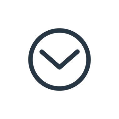 Ok kavramından simge vektörünü indir. Şevron 'un düzenlenebilir vuruşunun ince bir çizgisi. İnternet ve mobil uygulamalar, logo ve yazdırma ortamlarında kullanım için aşağı simge doğrusal işareti.