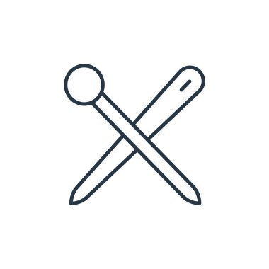 Dikiş konseptinden örgü iğneleri ikon vektörü. Düzenlenebilir dikiş iğnelerinin ince çizgisi. Web ve mobil uygulamalarda, logoda, yazdırma ortamında kullanım için örgü iğneleri doğrusal işareti.