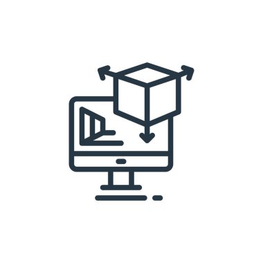 Tasarım araçları kavramından D tasarım ikonu vektörü. D tasarımı düzenlenebilir felcin ince çizgisi. Web ve mobil uygulamalarda kullanmak için D tasarım doğrusal işareti, logo, yazdırma ortamı.