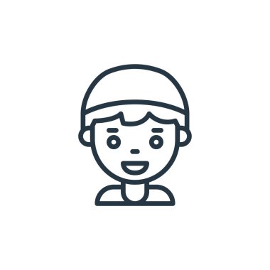 Çocuk avatarları konseptinden erkek ikon vektörü. Düzenlenebilir erkek felcinin ince bir çizgisi. Web ve mobil uygulamalarda kullanmak için çocuk doğrusal işareti, logo, yazdırma ortamı.